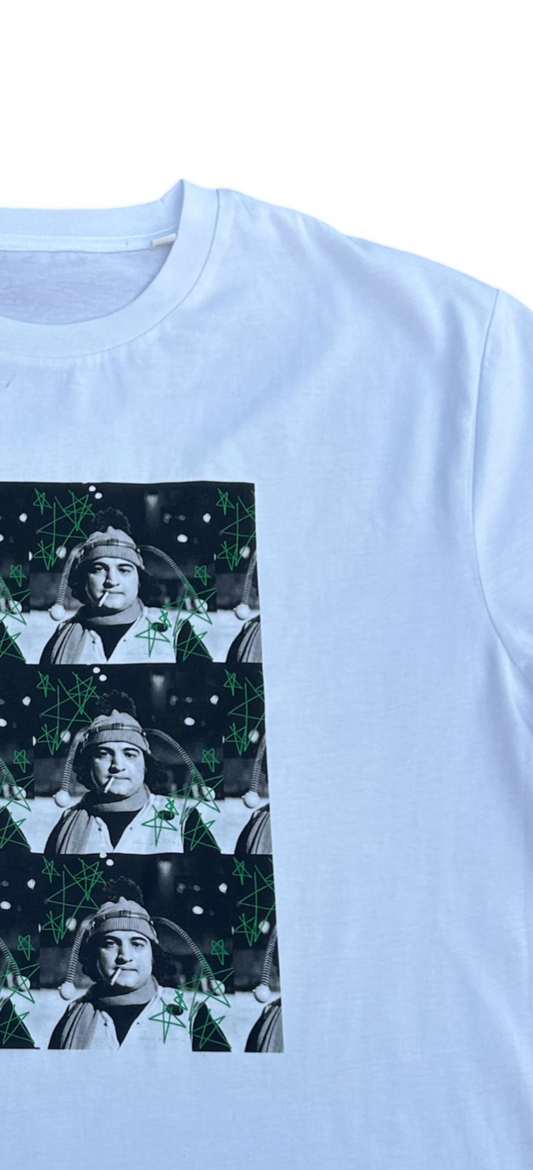 Belushi T-shirt featuring John Belushi in bumblebee costume, 100% cotton, limited edition design from '81.