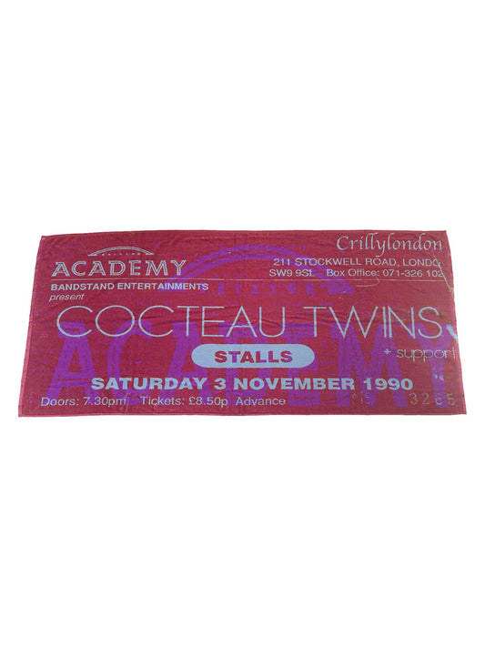 Limited edition Cocteau Twins concert ticket from November 3, 1990, for sale, featuring vibrant colors and retro design.