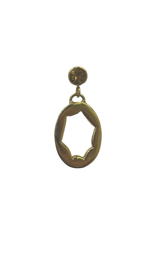 Ricochet earring in solid .925 silver with 24kt gold plating and citrine stone, hallmarked and made to order.