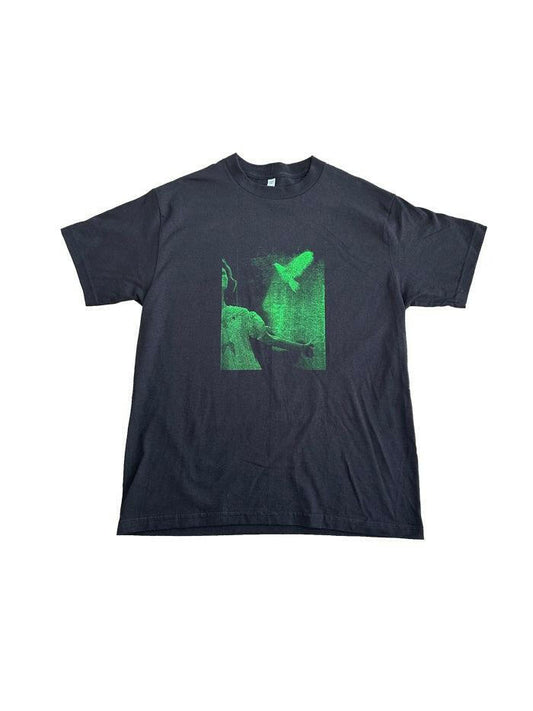 Sweet Spirit T-Shirt featuring a green screen print inspired by 'Les Yeux sans visage', made from 100% cotton.